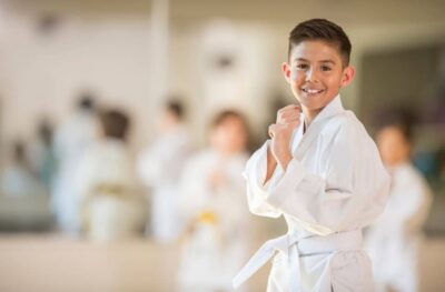 Spanish boy in karate class at the South Orlando YMCA