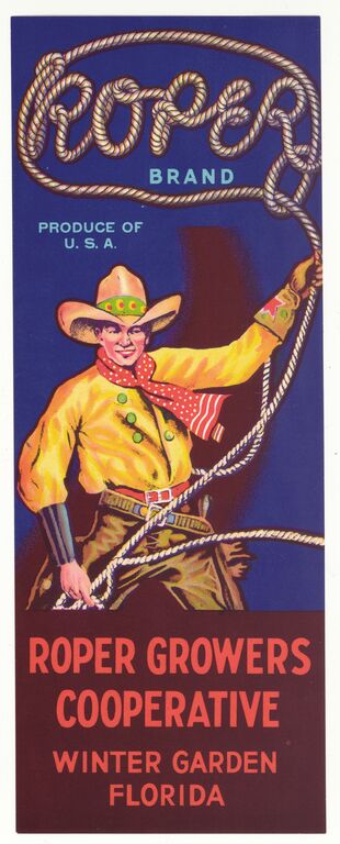 Vintage Roper Cowboy Citrus Label
