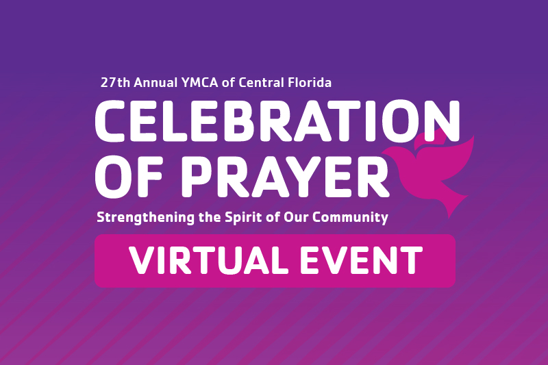 Event Image with purple gradient with the words CelebratioN OF Prayer, Virtual Event