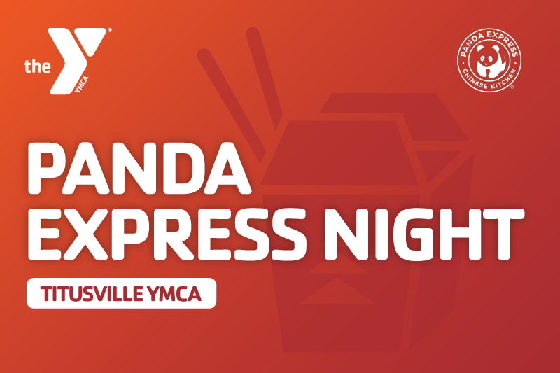 Panda Express Spirit Night image with a take out box and the YMCA logo and the Panda Express logo