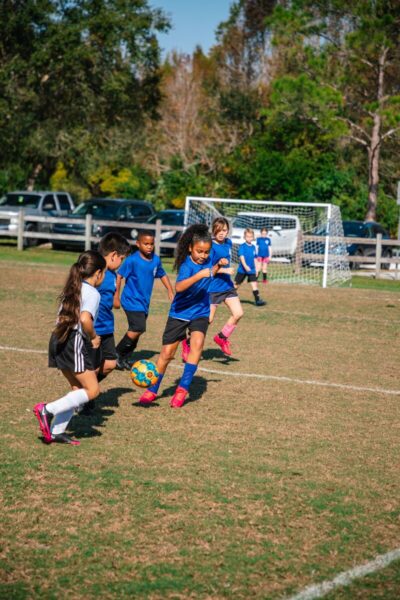 Soccer field during a soccer game while wearing YMCA uniforms