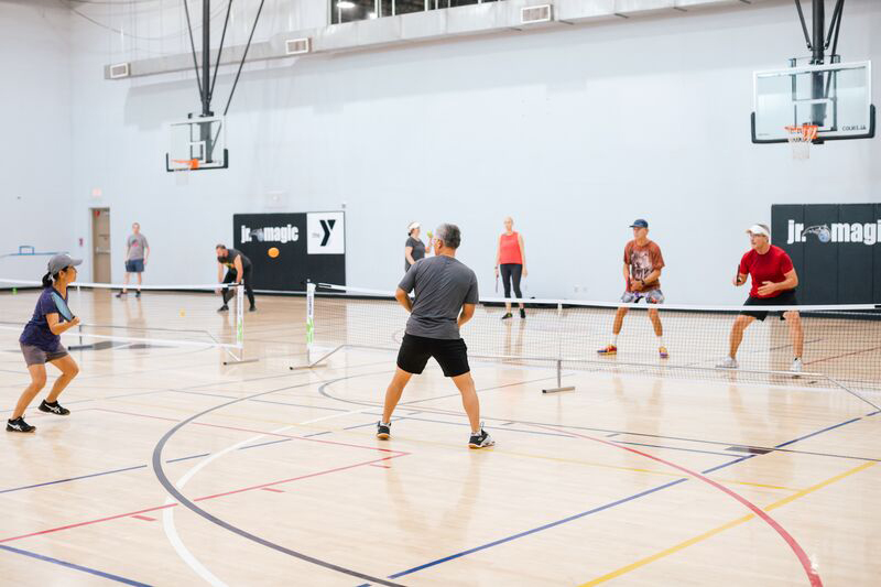 YMCA adult indoor pickleball game