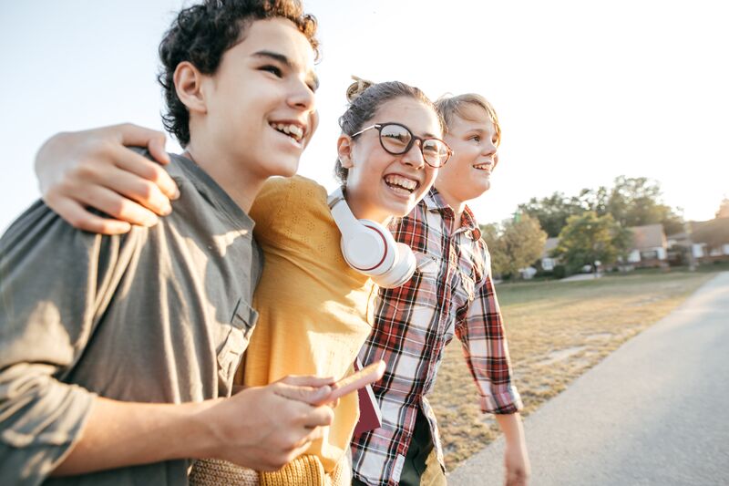 Group of three teens outside