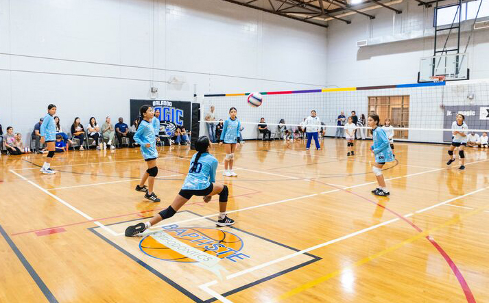 Kids playing volleyball at the YMCA