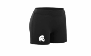 Spartans Volleyball Club Team Shorts - black with white logo on right leg