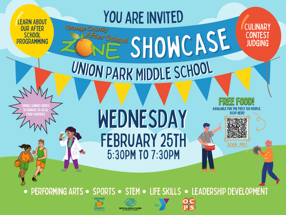 You are invited to attend the After School Zone Showcase at Union Park Middle School ran by the YMCA of Central Florida