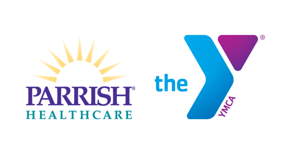 Logos of Parrish Healthcare and the YMCA side by side, representing their partnership