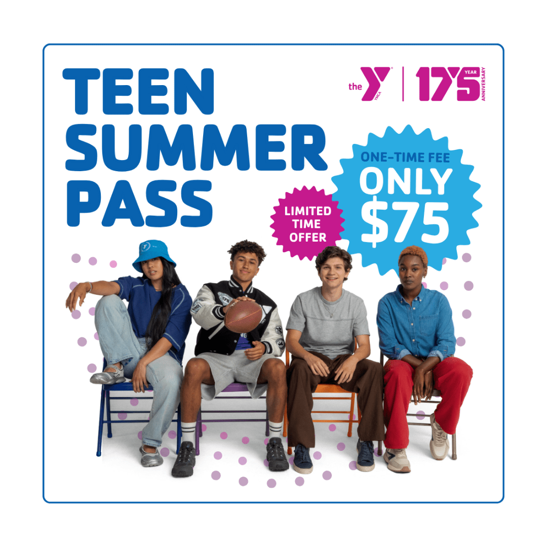 Teens staying active and having fun at the YMCA with access to pools, sports, and group activities through the Teen Summer Pass.