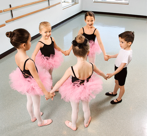 Kids holding hands in Twinkle Toes ballet class at the Titusville YMCA
