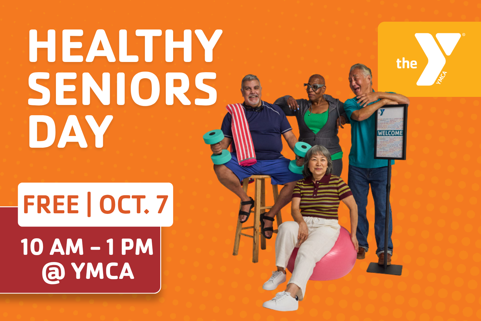 Healthy Seniors Day graphic promoting the October 7 event at the Downtown Orlando YMCA.