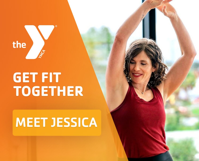 YMCA of Central Florida Group Exercise instructors participating in a fitness class at the Y, including Jessica, featured in the Fit Together instructor spotlight.