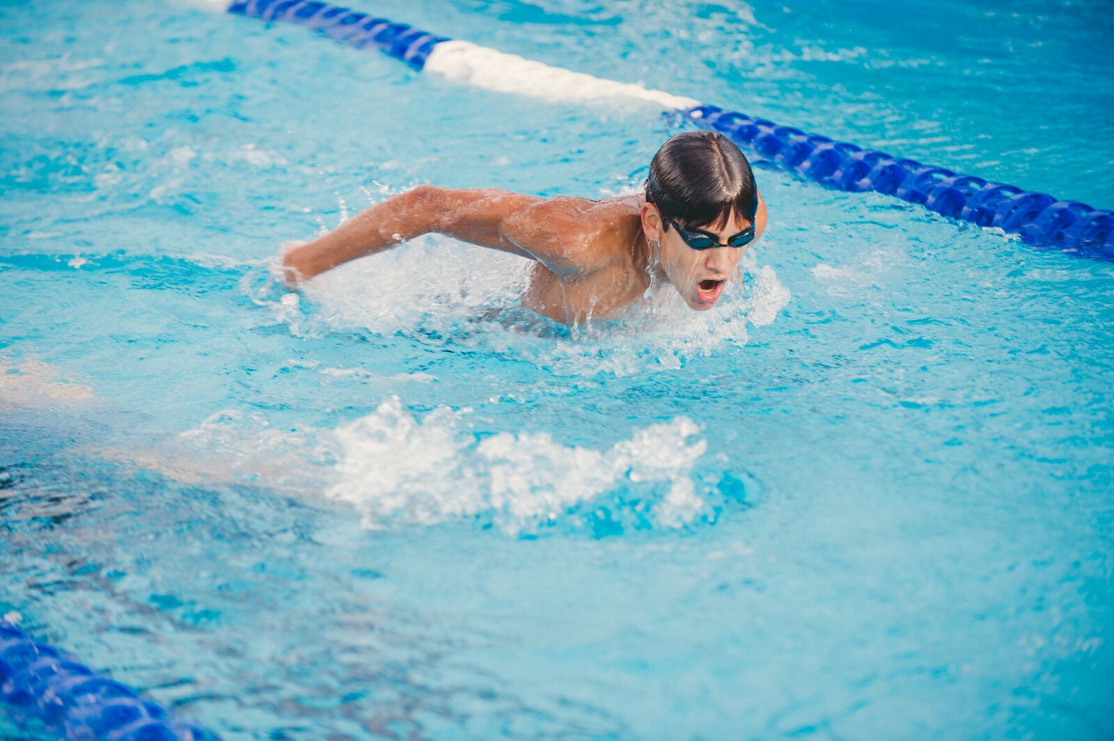 YMCA Swim Team competitor during the breast stroke race